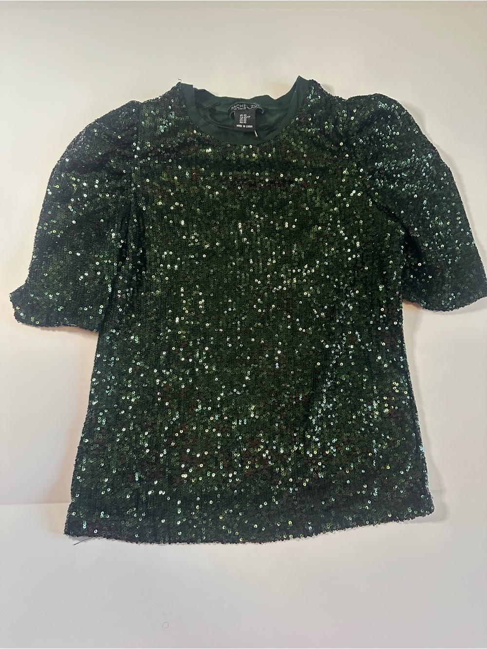 Rachel Zoe Green Sequin Top XS Holiday Party Blouse